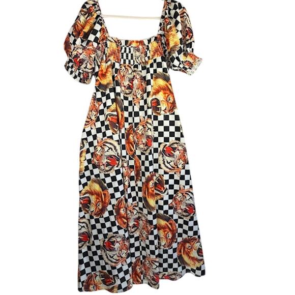 Dressed In Lala Palm Springs Smocked Dress in Lions, Tigers, Check Small $136 - Picture 5 of 5